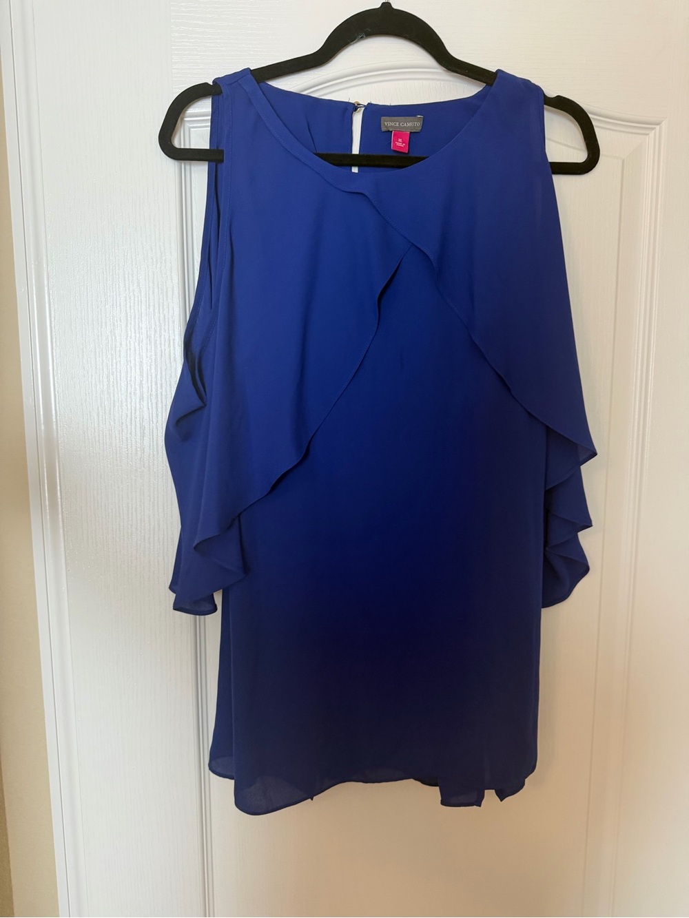 Vince Camuto Cobalt Blue Ruffle Sleeveless Blouse